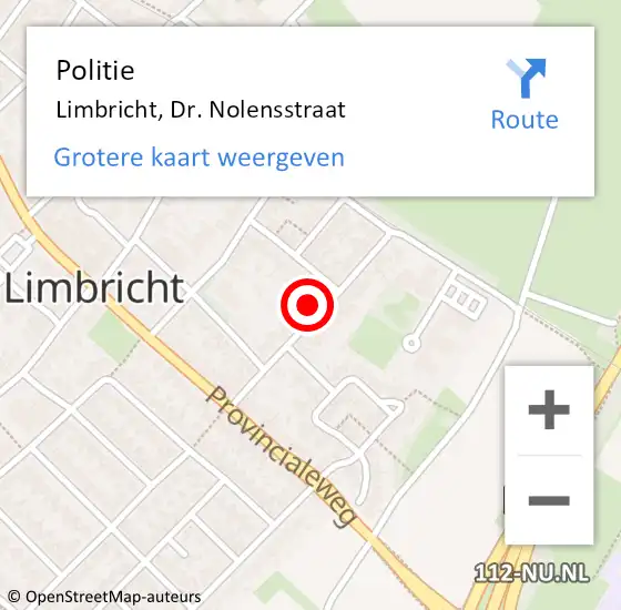 Locatie op kaart van de 112 melding: Politie Limbricht, Dr. Nolensstraat op 28 september 2021 09:16
