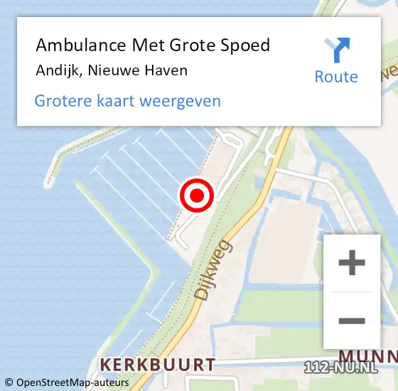 Locatie op kaart van de 112 melding: Ambulance Met Grote Spoed Naar Andijk, Nieuwe Haven op 28 september 2021 10:25