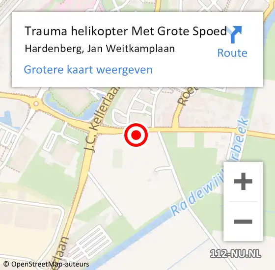 Locatie op kaart van de 112 melding: Trauma helikopter Met Grote Spoed Naar Hardenberg, Jan Weitkamplaan op 28 september 2021 11:56