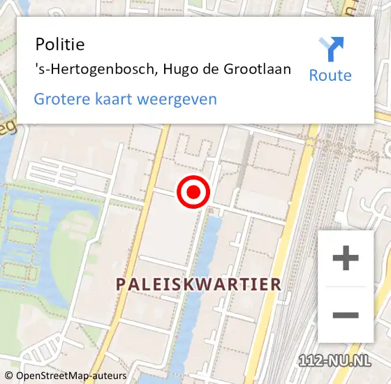 Locatie op kaart van de 112 melding: Politie 's-Hertogenbosch, Hugo de Grootlaan op 28 september 2021 12:00