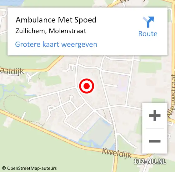 Locatie op kaart van de 112 melding: Ambulance Met Spoed Naar Zuilichem, Molenstraat op 28 september 2021 14:05