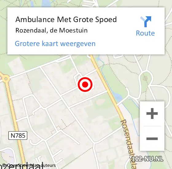 Locatie op kaart van de 112 melding: Ambulance Met Grote Spoed Naar Rozendaal, de Moestuin op 28 september 2021 14:52