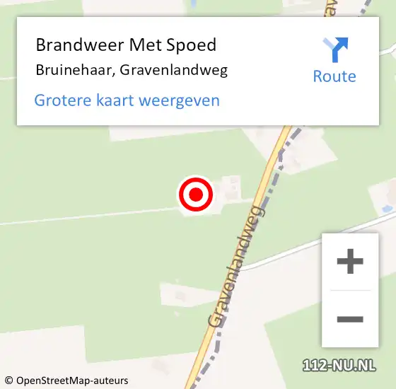 Locatie op kaart van de 112 melding: Brandweer Met Spoed Naar Bruinehaar, Gravenlandweg op 28 september 2021 16:50