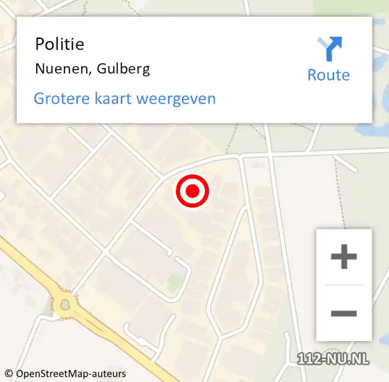 Locatie op kaart van de 112 melding: Politie Nuenen, Gulberg op 28 september 2021 17:08