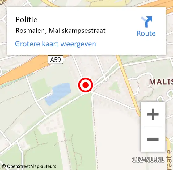Locatie op kaart van de 112 melding: Politie Rosmalen, Maliskampsestraat op 28 september 2021 17:57