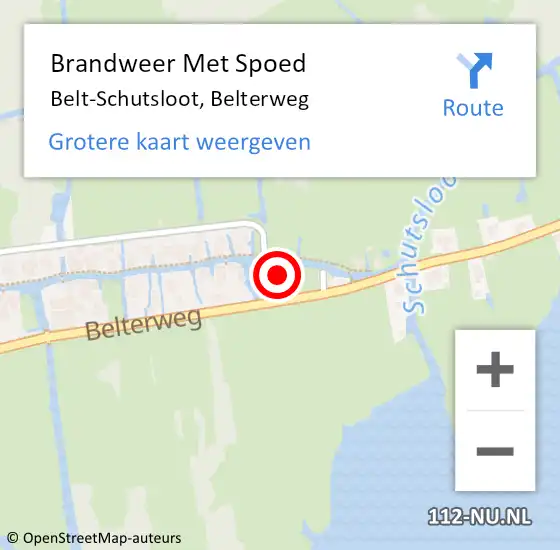 Locatie op kaart van de 112 melding: Brandweer Met Spoed Naar Belt-Schutsloot, Belterweg op 28 september 2021 18:03