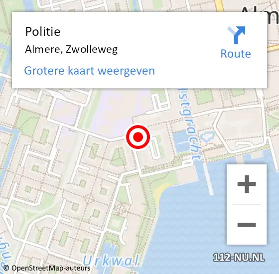 Locatie op kaart van de 112 melding: Politie Almere, Zwolleweg op 28 september 2021 20:13