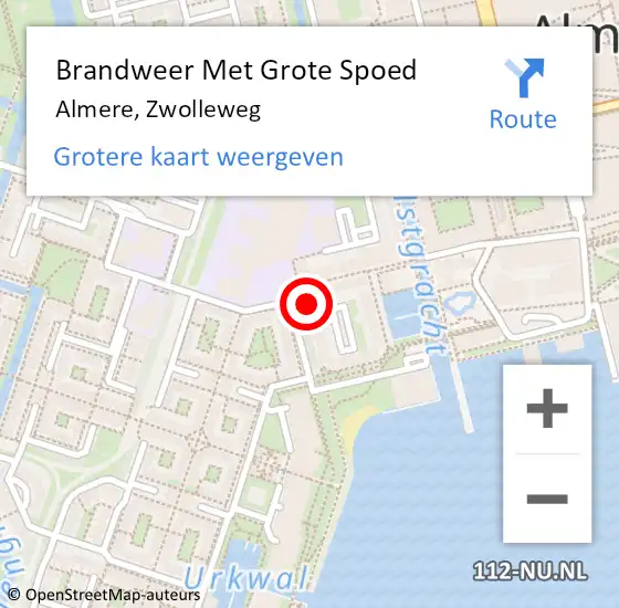 Locatie op kaart van de 112 melding: Brandweer Met Grote Spoed Naar Almere, Zwolleweg op 28 september 2021 20:14