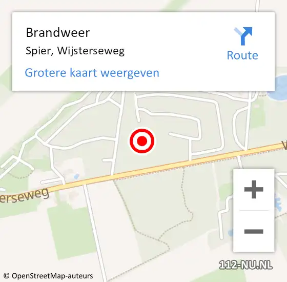 Locatie op kaart van de 112 melding: Brandweer Spier, Wijsterseweg op 28 september 2021 21:48