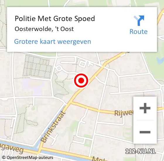 Locatie op kaart van de 112 melding: Politie Met Grote Spoed Naar Oosterwolde, 't Oost op 28 september 2021 21:53