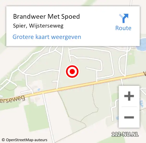 Locatie op kaart van de 112 melding: Brandweer Met Spoed Naar Spier, Wijsterseweg op 28 september 2021 22:14