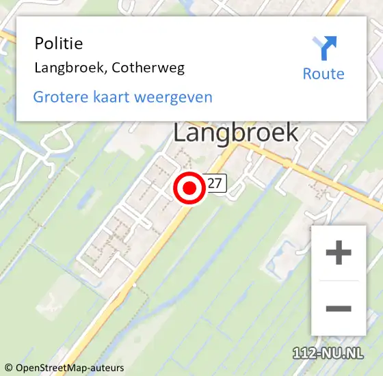 Locatie op kaart van de 112 melding: Politie Langbroek, Cotherweg op 29 september 2021 05:26