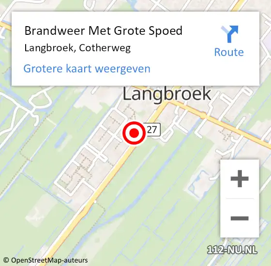 Locatie op kaart van de 112 melding: Brandweer Met Grote Spoed Naar Langbroek, Cotherweg op 29 september 2021 05:26