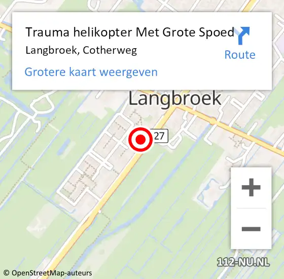Locatie op kaart van de 112 melding: Trauma helikopter Met Grote Spoed Naar Langbroek, Cotherweg op 29 september 2021 05:27