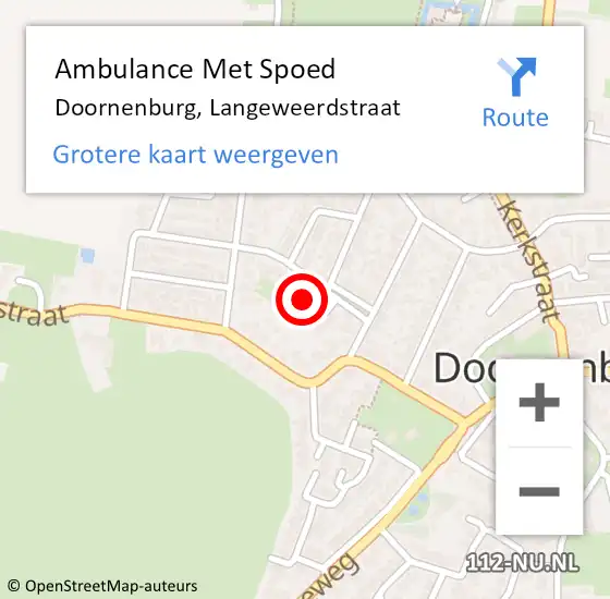 Locatie op kaart van de 112 melding: Ambulance Met Spoed Naar Doornenburg, Langeweerdstraat op 29 september 2021 06:03