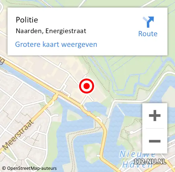 Locatie op kaart van de 112 melding: Politie Naarden, Energiestraat op 29 september 2021 09:31