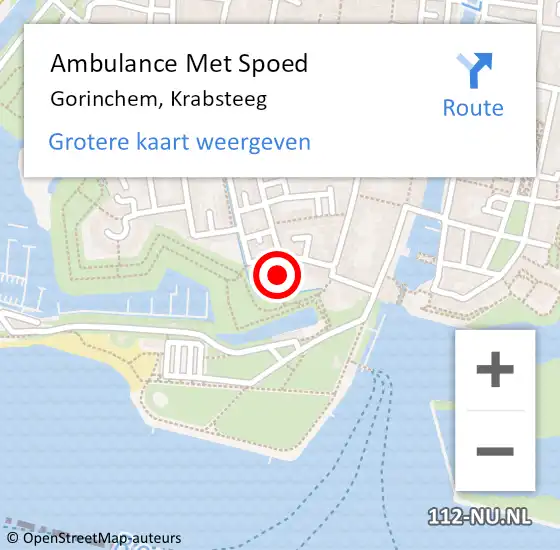 Locatie op kaart van de 112 melding: Ambulance Met Spoed Naar Gorinchem, Krabsteeg op 29 september 2021 12:55