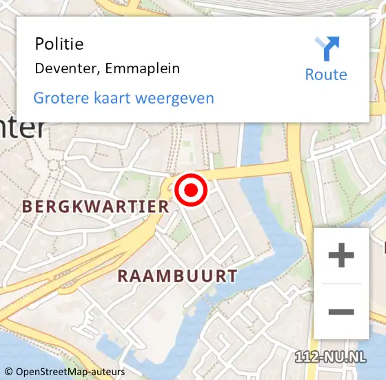 Locatie op kaart van de 112 melding: Politie Deventer, Emmaplein op 29 september 2021 15:27