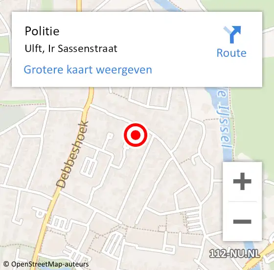 Locatie op kaart van de 112 melding: Politie Ulft, Ir Sassenstraat op 29 september 2021 15:36