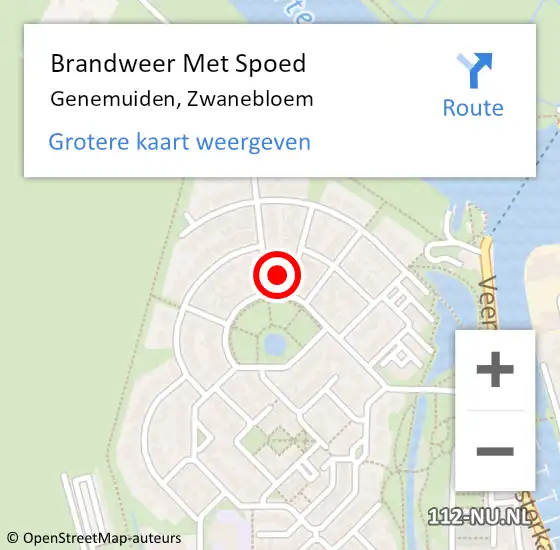 Locatie op kaart van de 112 melding: Brandweer Met Spoed Naar Genemuiden, Zwanebloem op 29 september 2021 18:16
