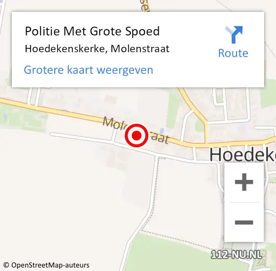 Locatie op kaart van de 112 melding: Politie Met Grote Spoed Naar Hoedekenskerke, Molenstraat op 29 september 2021 18:31