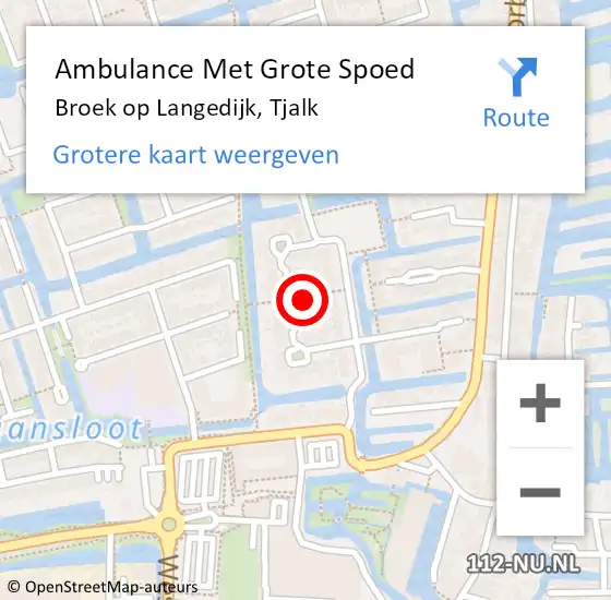 Locatie op kaart van de 112 melding: Ambulance Met Grote Spoed Naar Broek op Langedijk, Tjalk op 29 september 2021 21:19