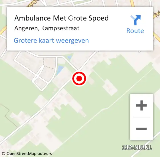 Locatie op kaart van de 112 melding: Ambulance Met Grote Spoed Naar Angeren, Kampsestraat op 29 september 2021 22:39