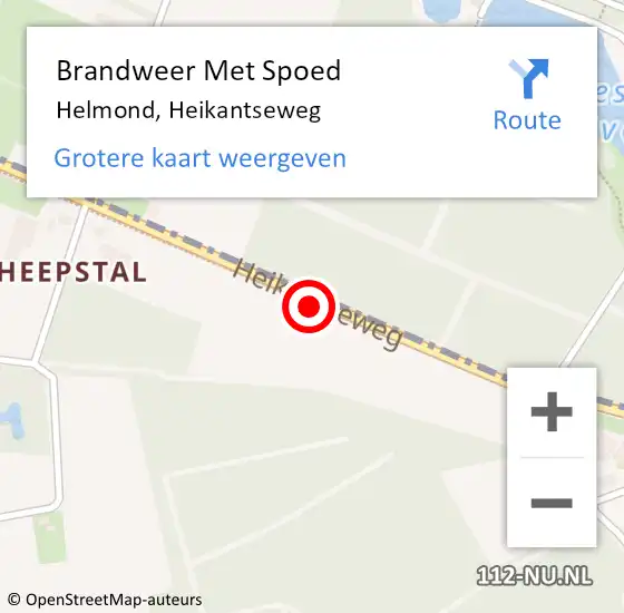 Locatie op kaart van de 112 melding: Brandweer Met Spoed Naar Helmond, Heikantseweg op 30 september 2021 03:19