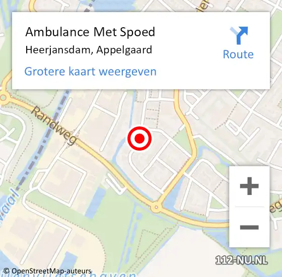 Locatie op kaart van de 112 melding: Ambulance Met Spoed Naar Heerjansdam, Appelgaard op 30 september 2021 04:25