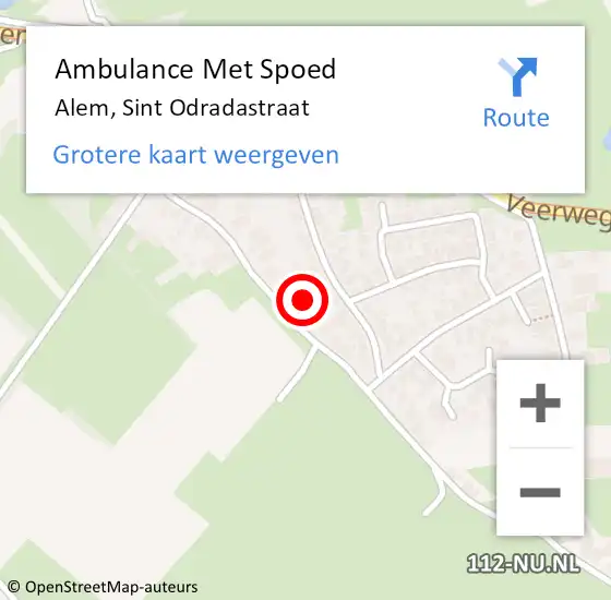 Locatie op kaart van de 112 melding: Ambulance Met Spoed Naar Alem, Sint Odradastraat op 30 september 2021 07:51