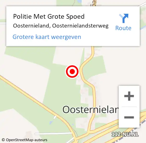 Locatie op kaart van de 112 melding: Politie Met Grote Spoed Naar Oosternieland, Oosternielandsterweg op 30 september 2021 11:19