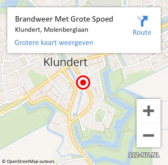 Locatie op kaart van de 112 melding: Brandweer Met Grote Spoed Naar Klundert, Molenberglaan op 30 september 2021 12:07