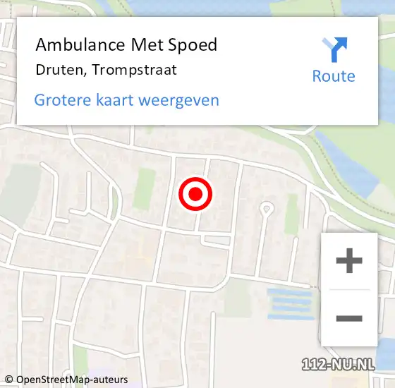 Locatie op kaart van de 112 melding: Ambulance Met Spoed Naar Druten, Trompstraat op 30 september 2021 14:02