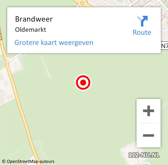 Locatie op kaart van de 112 melding: Brandweer Oldemarkt op 30 september 2021 14:17