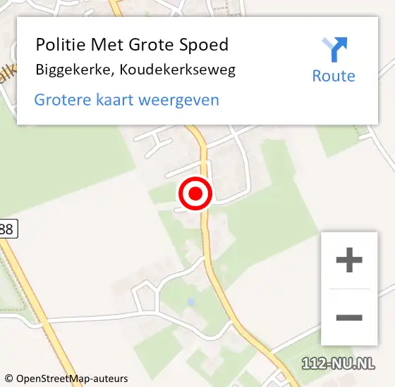 Locatie op kaart van de 112 melding: Politie Met Grote Spoed Naar Biggekerke, Koudekerkseweg op 30 september 2021 15:52