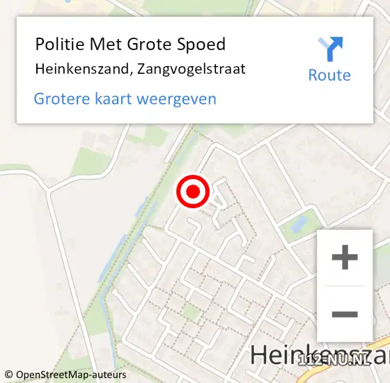 Locatie op kaart van de 112 melding: Politie Met Grote Spoed Naar Heinkenszand, Zangvogelstraat op 30 september 2021 18:03