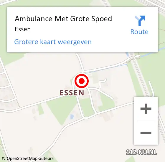 Locatie op kaart van de 112 melding: Ambulance Met Grote Spoed Naar Essen op 30 september 2021 21:47