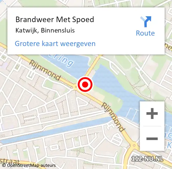 Locatie op kaart van de 112 melding: Brandweer Met Spoed Naar Katwijk, Binnensluis op 30 september 2021 23:35
