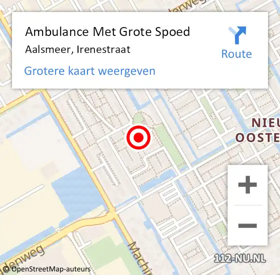 Locatie op kaart van de 112 melding: Ambulance Met Grote Spoed Naar Aalsmeer, Irenestraat op 1 oktober 2021 04:58