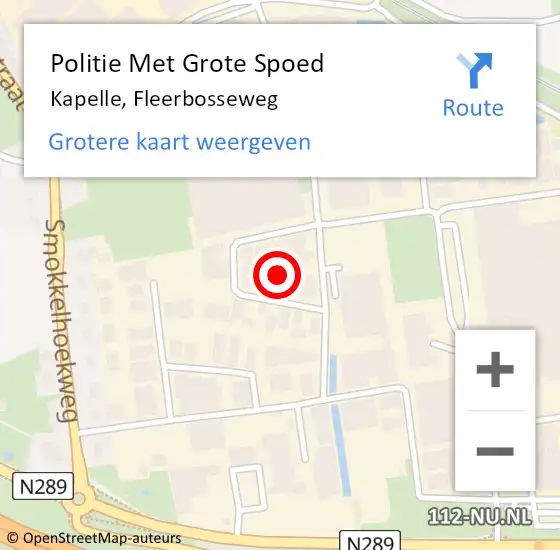 Locatie op kaart van de 112 melding: Politie Met Grote Spoed Naar Kapelle, Fleerbosseweg op 1 oktober 2021 06:48