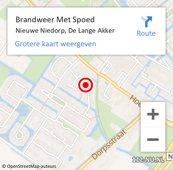 Locatie op kaart van de 112 melding: Brandweer Met Spoed Naar Nieuwe Niedorp, De Lange Akker op 1 oktober 2021 07:59