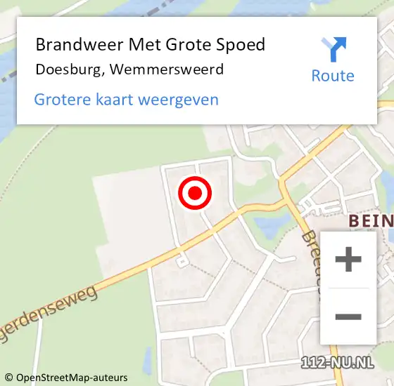 Locatie op kaart van de 112 melding: Brandweer Met Grote Spoed Naar Doesburg, Wemmersweerd op 1 oktober 2021 10:17