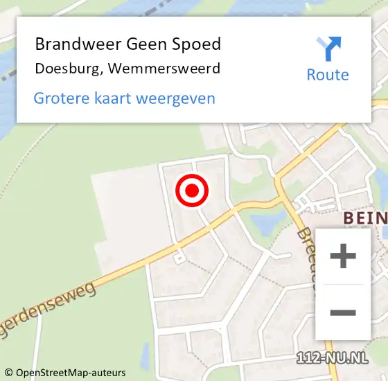 Locatie op kaart van de 112 melding: Brandweer Geen Spoed Naar Doesburg, Wemmersweerd op 1 oktober 2021 10:23
