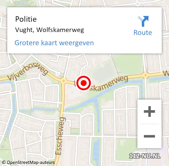 Locatie op kaart van de 112 melding: Politie Vught, Wolfskamerweg op 1 oktober 2021 10:55