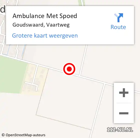 Locatie op kaart van de 112 melding: Ambulance Met Spoed Naar Goudswaard, Vaartweg op 1 oktober 2021 12:16