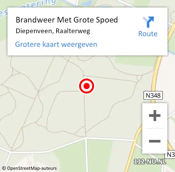 Locatie op kaart van de 112 melding: Brandweer Met Grote Spoed Naar Diepenveen, Raalterweg op 1 oktober 2021 15:34