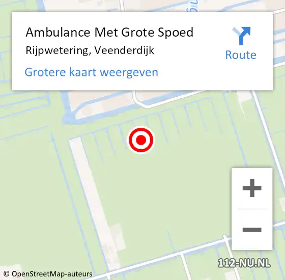 Locatie op kaart van de 112 melding: Ambulance Met Grote Spoed Naar Rijpwetering, Veenderdijk op 1 oktober 2021 15:46