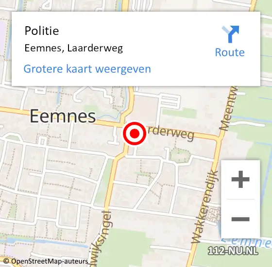 Locatie op kaart van de 112 melding: Politie Eemnes, Laarderweg op 1 oktober 2021 16:29