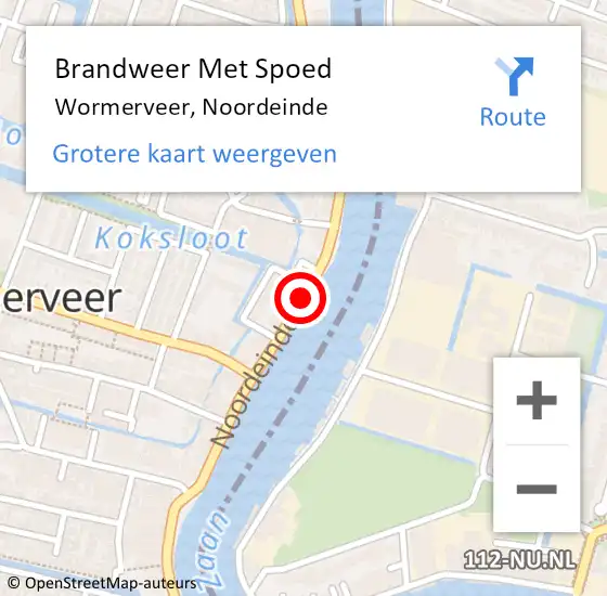 Locatie op kaart van de 112 melding: Brandweer Met Spoed Naar Wormerveer, Noordeinde op 24 juni 2014 16:46