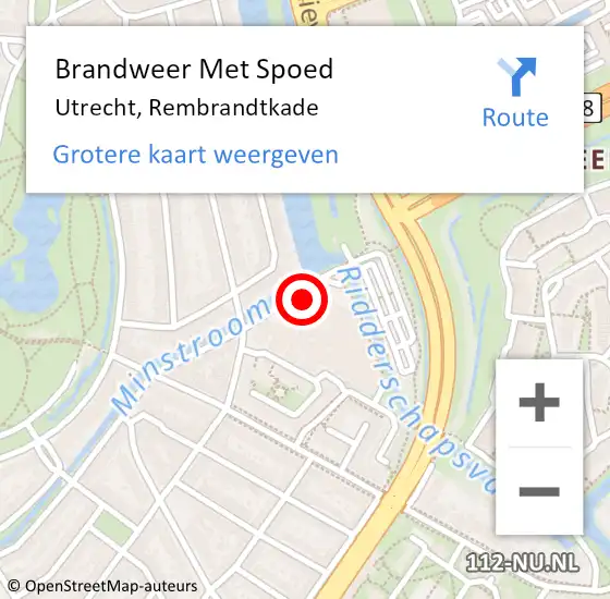 Locatie op kaart van de 112 melding: Brandweer Met Spoed Naar Utrecht, Rembrandtkade op 1 oktober 2021 17:57